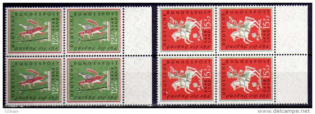 Saarland 1958 Mi 433-434 ** Viererblocke [130114VIII] @ - Unused Stamps