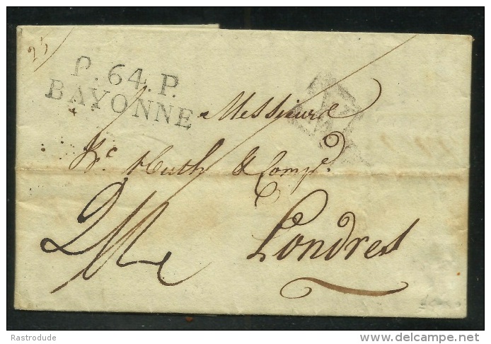 1826 - ENTIRE LETTER - BAYONNE To LONDON - 1801-1848: Precursors XIX