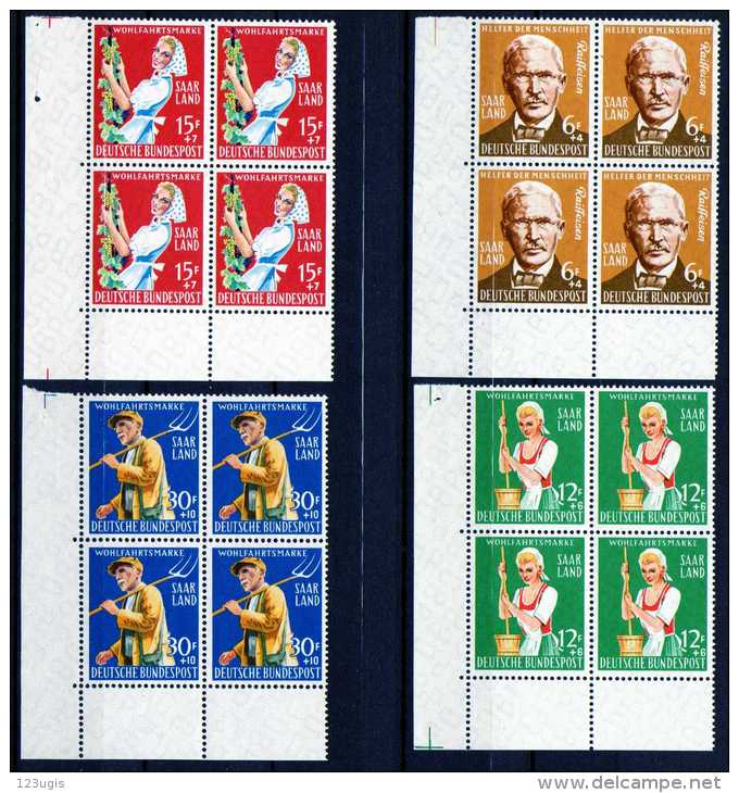 Saarland 1958 Mi 441-444 ** Viererblocke [130114VIII] @ - Unused Stamps