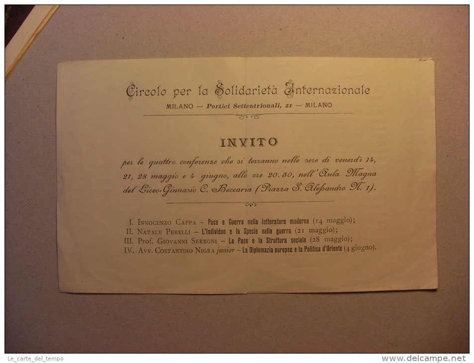 Invito  Circolo Per La Solidarietà Internazionale MILANO - Altri & Non Classificati