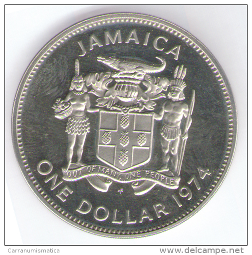 GIAMAICA 1 DOLLAR 1974 FONDO SPECCHIO - Jamaique