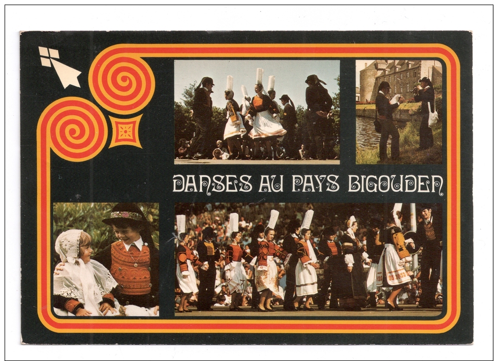 CP, SOUVENIR ET DANSEURS DU PAYS BIGOUDEN..., Voyagé En 1977, Ed : Belles Editions De BRETAGNE - Danses