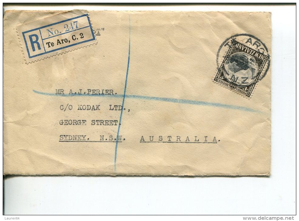 (400) New Zealand To Australia Commercial Registered Cover - Posted In 1935 - Lettres & Documents