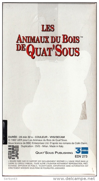 LES ANIMAUX DU BOIS DE QUAT'SOUS 25mm CASSETTE ENFANTS NEUVE SOUS BLISTER VHS COULEUR N°5 AVEC FRANCE 3 SAUVE QUI PEUT ! - Audio-Visual