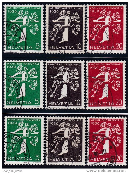 Schweiz 1939 Satz Rollenmarken Ohne Aufdruck Zu.# 228 Y R - 238 Y R Gestempelt - Coil Stamps