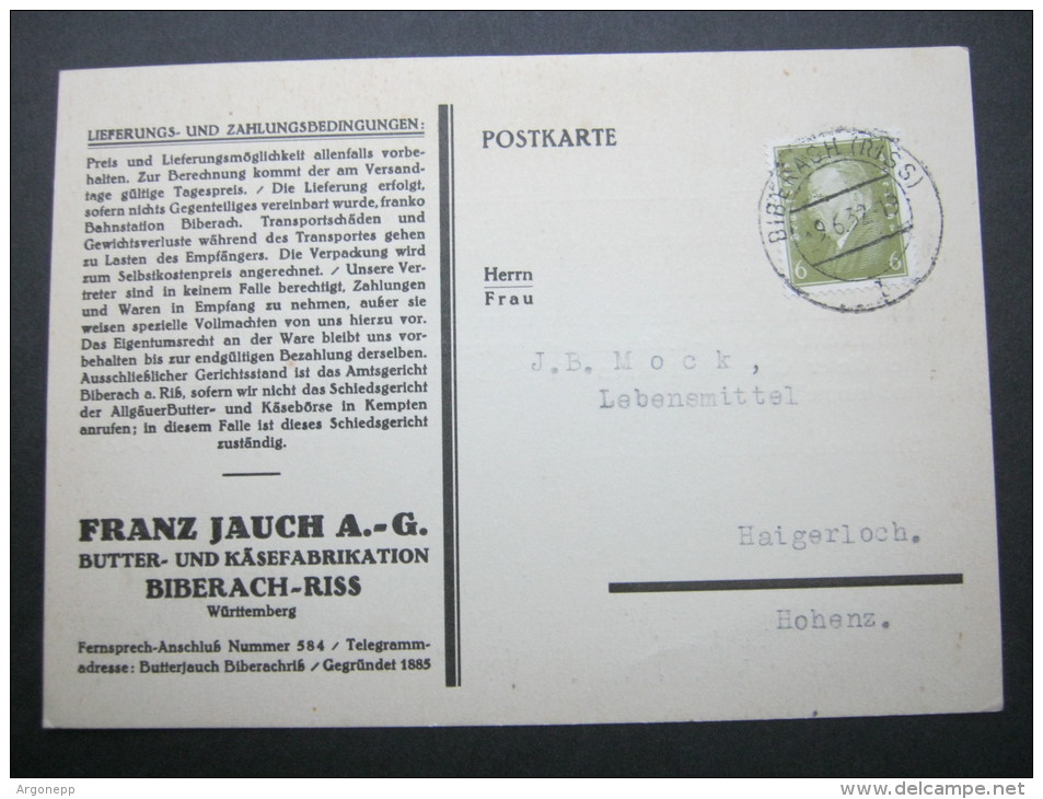 1932, Biberach , Firmenkarte - Biberach