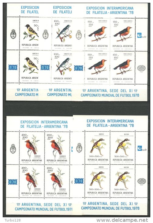 ARGENTINE 1978 N° 1123/1127 ** Feuillets De 4 Neufs = MNH  Superbes Cote 72 &euro; + Faune  Oiseaux Birds Fauna - Ungebraucht