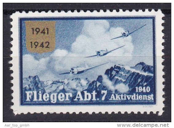 Schweiz Soldatenmarken Flieger Abt. 7 Gold ** Postfrisch - Vignetten