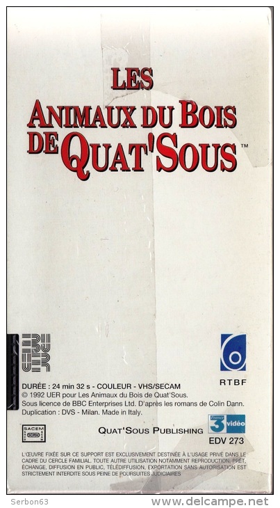 LES ANIMAUX DU BOIS DE QUAT'SOUS 25mm CASSETTE ENFANTS NEUVE SOUS BLISTER VHS COULEUR N°12 AVEC FRANCE 3 LE MARIAGE - Audio-Visual