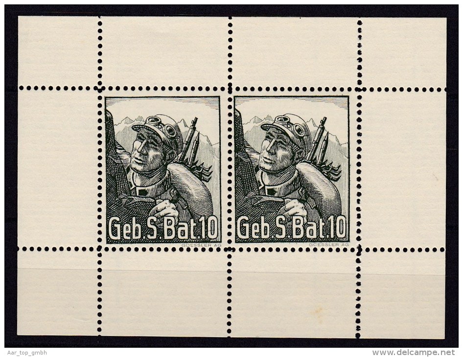 Schweiz Soldatenmarken Infanterie Bögli "GEB.S.Bat.10" Gez. ** - Vignetten