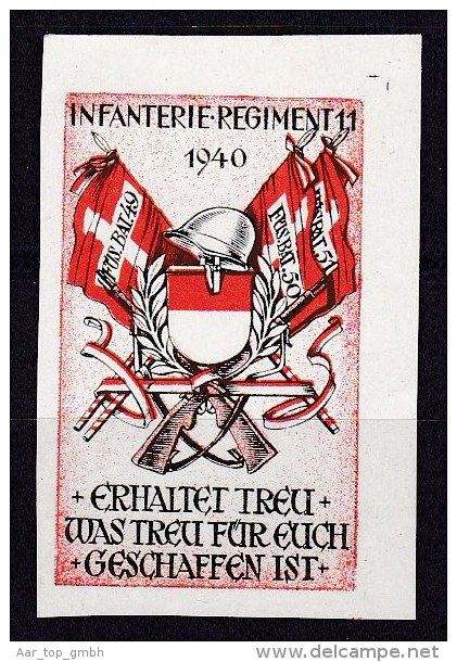 Schweiz Soldatenmarken Infanterie 1940 "Infanterie-Regiment 11" # 153 Geschnitten * Falz - Vignetten