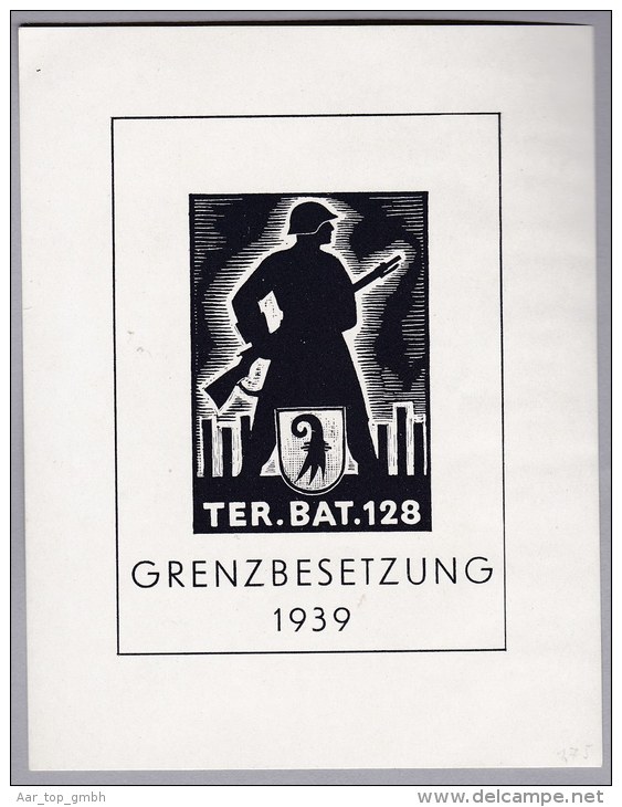 Schweiz Soldatenmarken Territorial-Truppen 1939  "TER.BAT.128" Grenzbesetzung 1939 ** Postfrisch - Vignetten