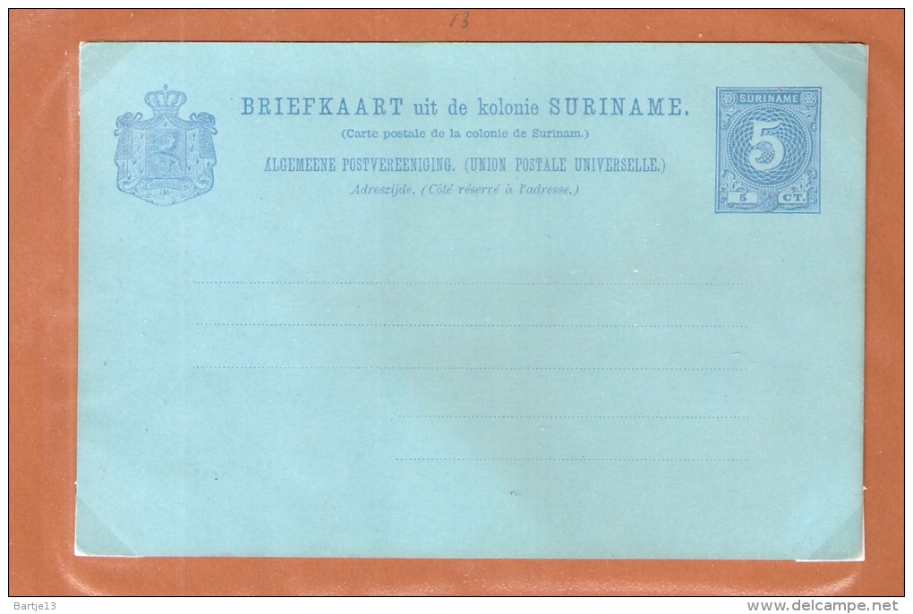 SURINAME PWS BRIEFKAART 5 CT CIJFER  ONGEBRUIKT - Surinam ... - 1975