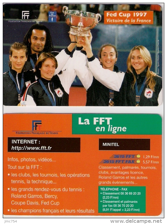 TENNIS.  Fed Cup 1997.  FFT.  Yannick Noah. - Tarjetas