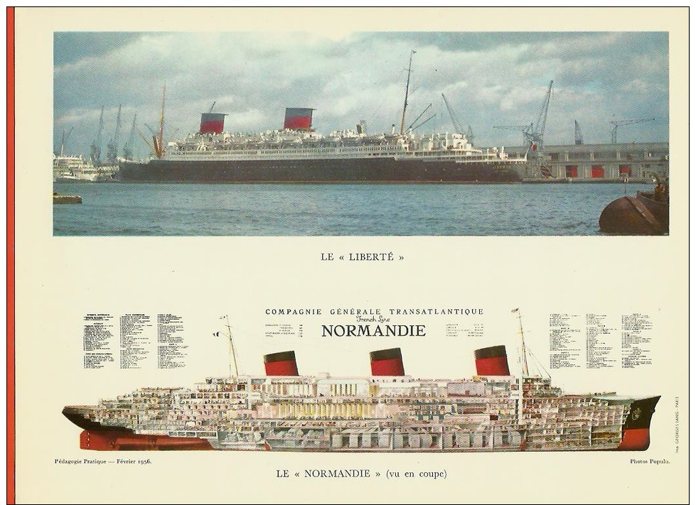 8 Sup. Gravures-1956-DOSSIER"HISTOIRE DE LA MARINE"-caravelle,NORMANDIE,LA FAYETTE,vapeur,GALION,etc. .Péda.Pratiq. N°35 - Prints & Engravings