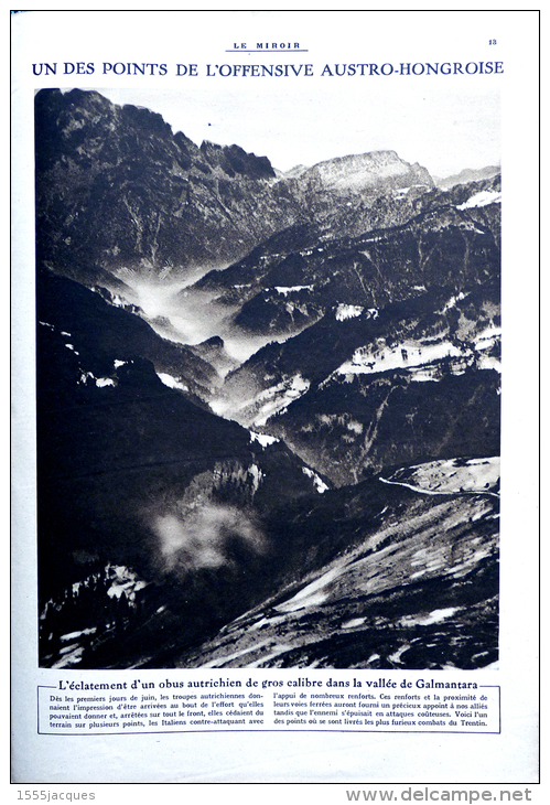 LE MIROIR N° 134 / 18-06-1916 GALICIE JUTLAND SKAGER-RACK FORT DE VAUX AVIATEUR GILBERT MARINE KITCHENER SKI DOLOMITES