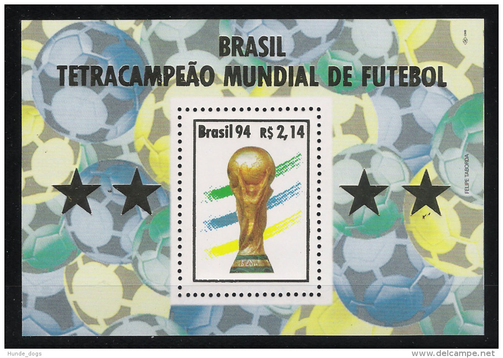 1994 Brasilien Mi# 2633 Bl. 96 ** MNH Fußball Football Soccer Sport WM FIFA USA 94 - 1994 – États-Unis