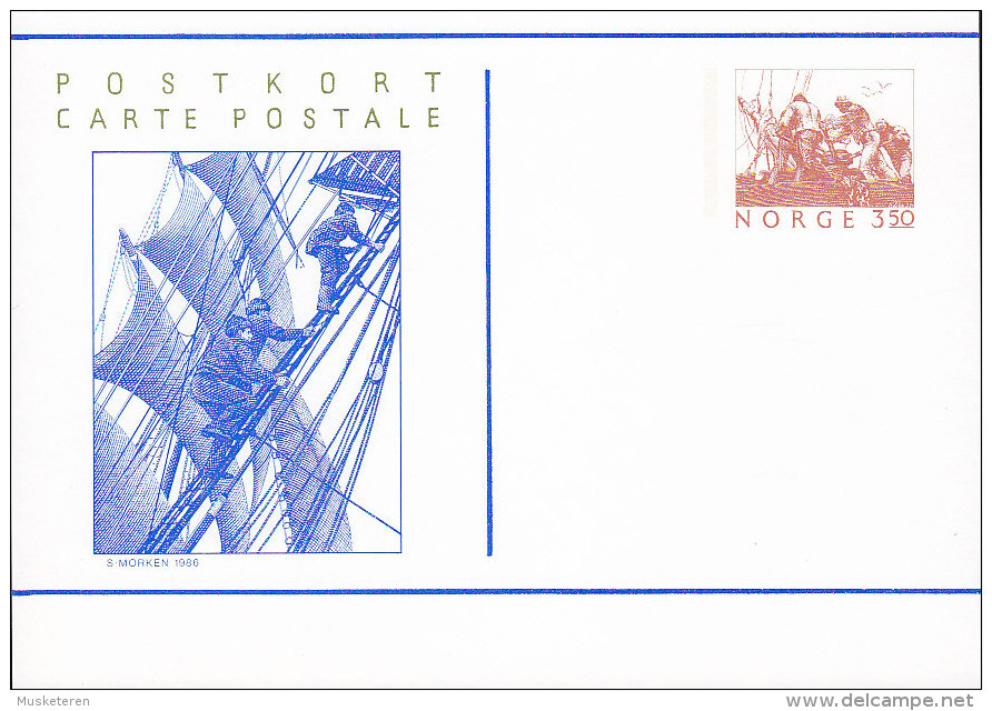 Norway Postal Stationery Ganzsache Entier Postkort 3.50 Kr (1986?) Card Kart Segelschiffahrt Unused - Postwaardestukken