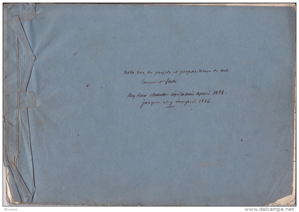 Cahier Manuscrit 44 Pages - Projets Et Propositions De Lois Aux Deux Chambres Législatives De 1838 à 1946 - Décrets & Lois