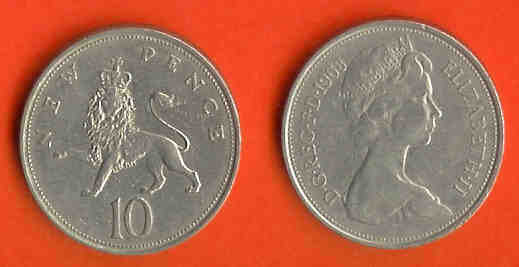 GREAT BRITAIN 1968-81 Coin 10 New Pence Copper-nickel KM912 C468 - 10 Pence & 10 New Pence