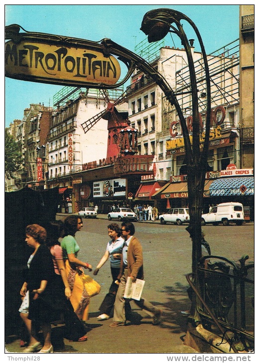 PARIS - Le MOULIN ROUGE - Entrée Du "Metropolitain", Animation Avevc Personnages Et Véhicules - Non Circulée - Métro Parisien, Gares