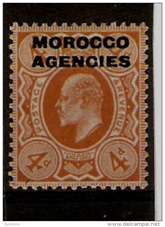 MOROCCO AGENCIES 1912  4d SG 35 PALE ORANGE LIGHTLY MOUNTED MINT Cat £17 - Morocco Agencies / Tangier (...-1958)