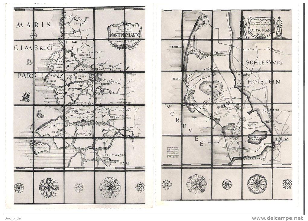 Deutschland - 2 AK - Husum - Theodor Storm Jugendherberge - Kacheln In Der Diele - Map - Landkarte - Husum