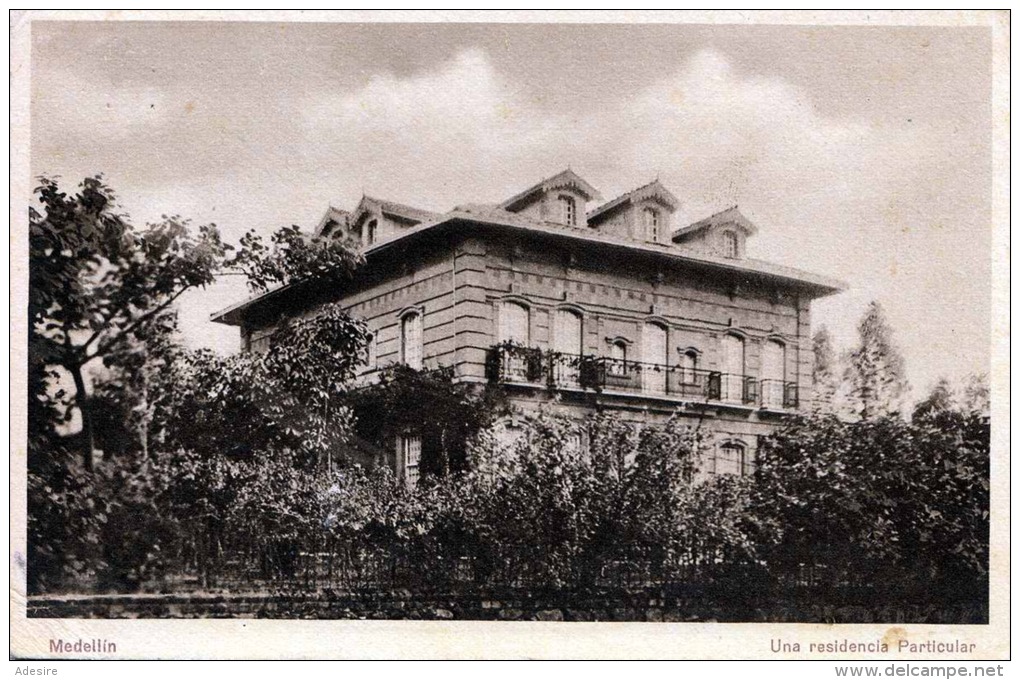 MEDELLIN (Kolumbien), Una Residencia Particular, Karte Gel.1924 Von Colombia Nach Germany, 2 Fach Frankiert ... - Kolumbien