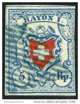 Switzerland #10 Used 5r Imperf From 1851 - 1843-1852 Timbres Cantonaux Et  Fédéraux