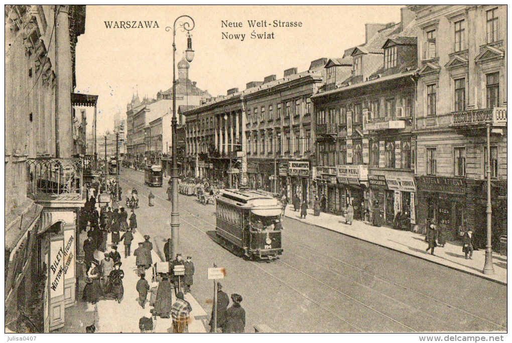 VARSOVIE (Pologne) Rue Commerces Tramway électrique - Pologne