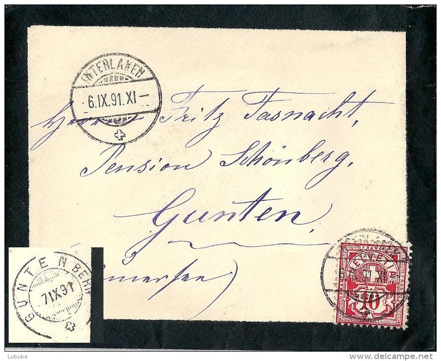 Trauerbrief  Interlaken - Gunten Bern            1891 - Lettres & Documents