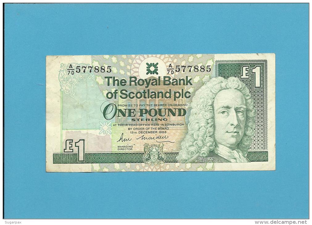 SCOTLAND - UNITED KINGDOM - 1 POUND - 13.12.1988 - P 351a - THE ROYAL BANK OF SCOTLAND PLC - 1 Pound