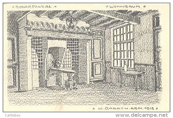 Kortemark, Boschedewege / Wohnraum / Duitse Pentekening / Feldpostkarte   2 X Scan - Kortemark