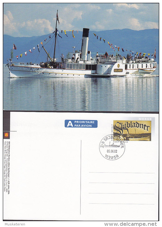 Norway Postal Stationery Ganzsache Entier Postkort 1-2 Porto Betalt Taxe Percue Skibladner MJØSA 2002 (2 Scans) - Enteros Postales