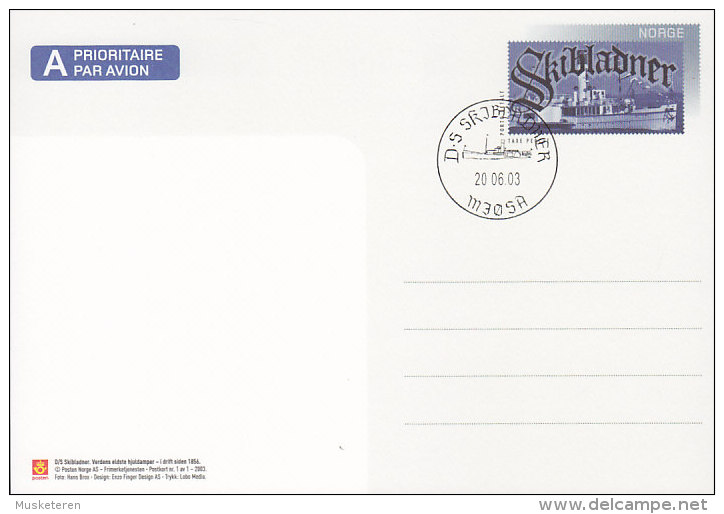 Norway Postal Stationery Ganzsache Entier Postkort 1-2 Porto Betalt Taxe Percue Skibladner MJØSA 2003 (2 Scans) - Postwaardestukken