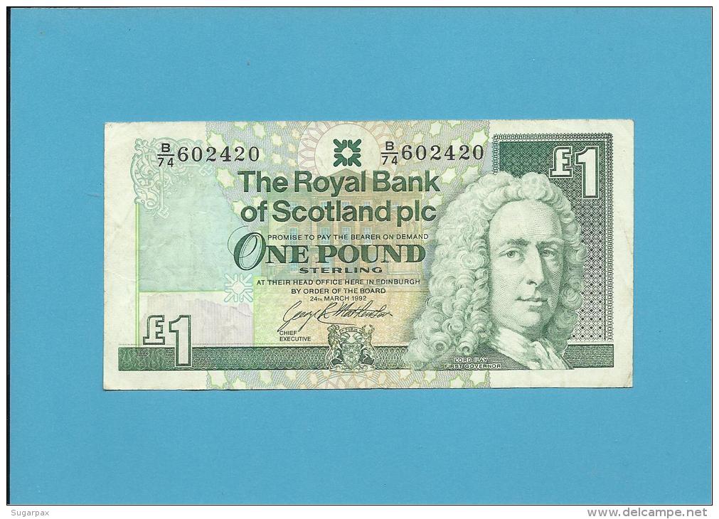 SCOTLAND - UNITED KINGDOM - 1 POUND - 24.03.1992 - P 351c - THE ROYAL BANK OF SCOTLAND PLC - 1 Pound