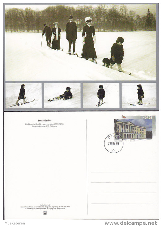 Norway Postal Stationery Ganzsache Entier Postkort 1-4 Porto Betalt Taxe Percue Royal Castle Family OSLO 2003 (4 Scans) - Postwaardestukken