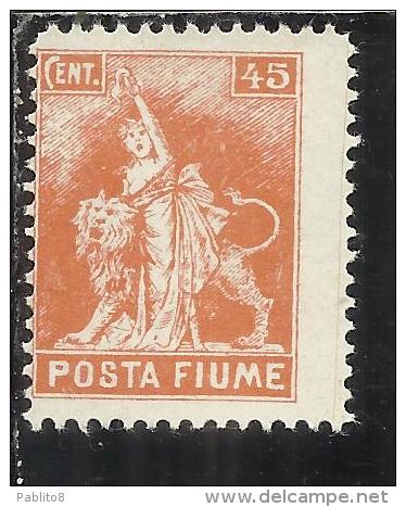 FIUME 1919 ALLEGORIE E VEDUTE 45 CENT. POSTA FIUME MNH - Fiume