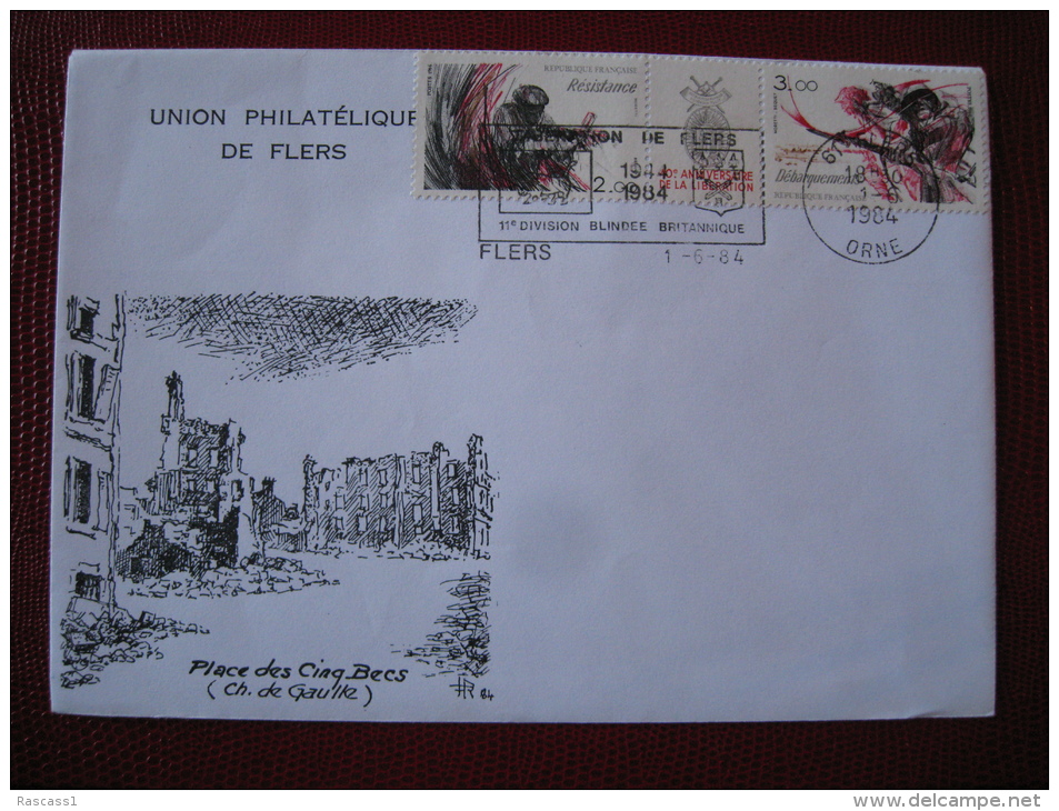 Flers : Place Des Cinq Becs(libération De Flers ) - Guerre Mondiale (Première)