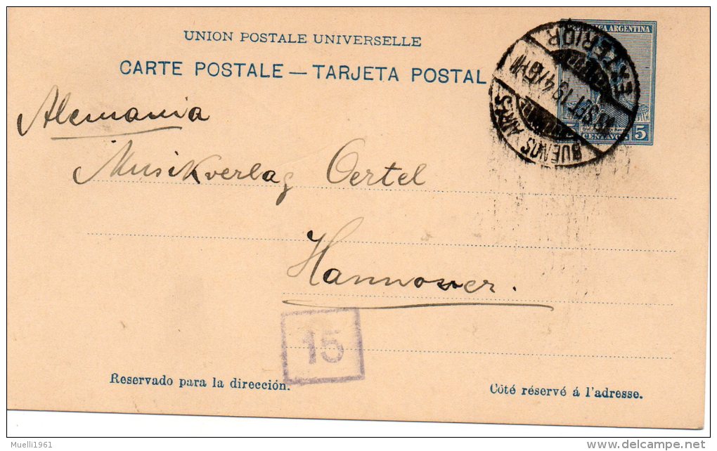 Nr. 397,  Ganzsache  Argentinien 1919, Buenos Aires - Postal Stationery