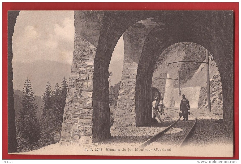 BVD-41  Chemin De Fer  Montreux  Vers Oberland, Tunnel.  ANIME.  Précurseur, Non Circulé - Montreux