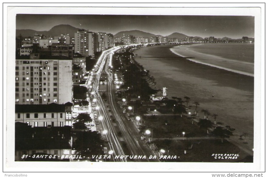 BRESIL/BRAZIL/BRASIL - SANTOS VISTA NOTURNA DA PRAIA / WITH URUGUAY THEMATIC STAMP-FREEDOM FROM HUNGER 1963 - Autres