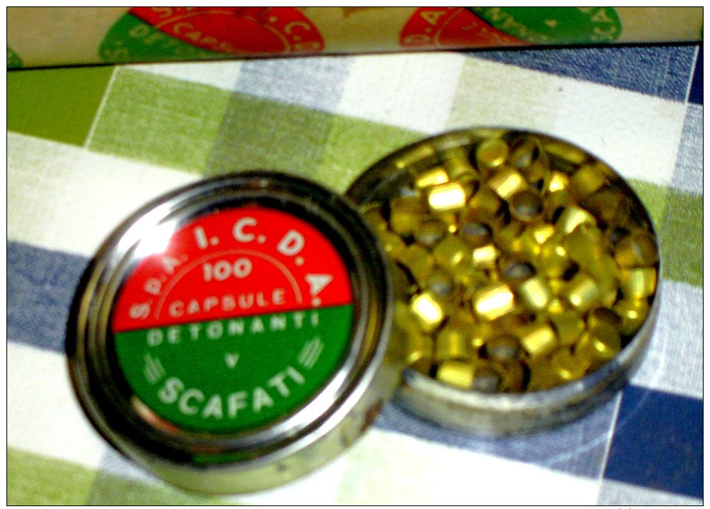 LOTTO 1000 COLPI CAPSULE  PER PISTOLA GIOCATTOLO - 10 SCATOLINE IN LATTA -  I.C.D.A. SCAFATI ITALY - 1950/´60 VINTAGE - Altri & Non Classificati