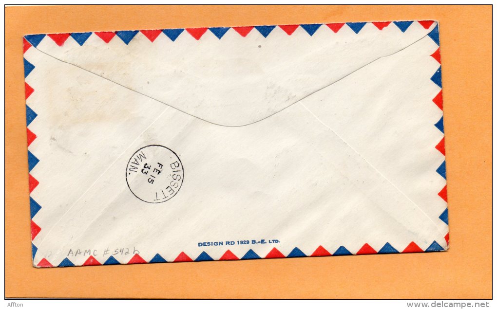 Wadhope To Bissett 1933 Canada Air Mail Cover - Premiers Vols