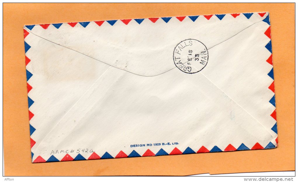 Bissett  To Great Falls 1933 Canada Air Mail Cover - Premiers Vols