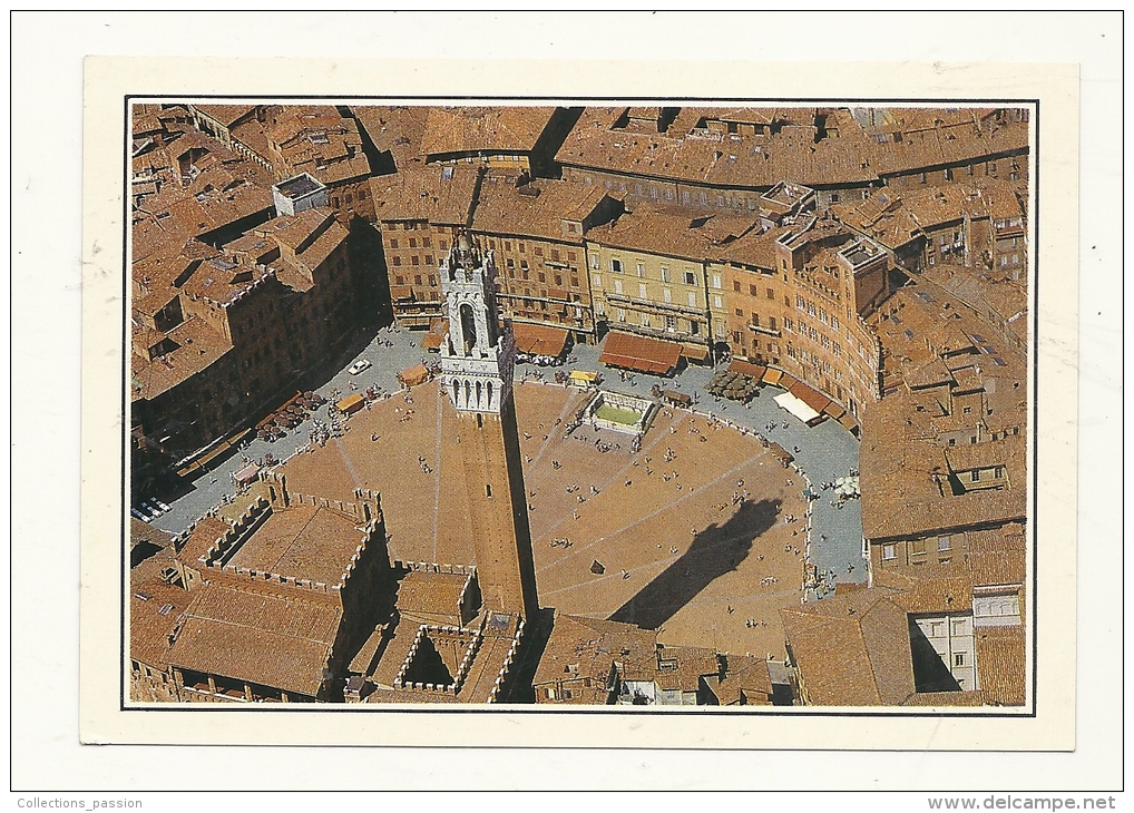 Cp, Italie, Siena, Tour D Mangia Et La Place Du Champ, Voyagée - Siena