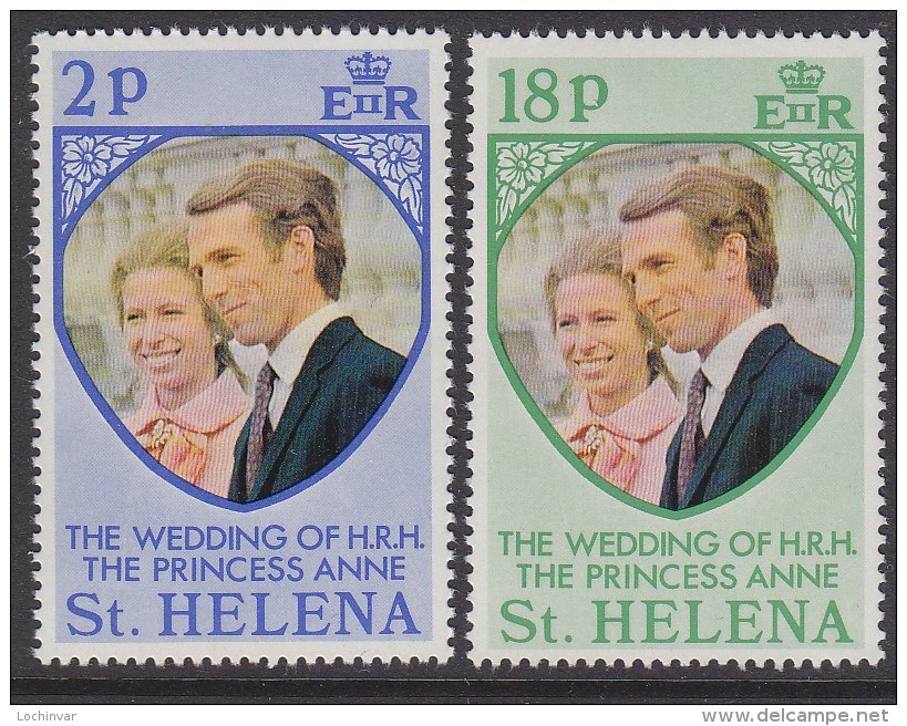 St HELENA, 1973 ROYAL WEDDING 2 MNH - Saint Helena Island