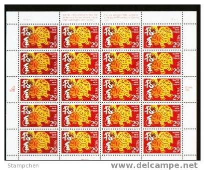 1994 USA Chinese New Year Zodiac Stamp Sheet - Dog #2817 - Ganze Bögen