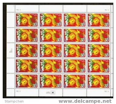 2000 USA Chinese New Year Zodiac Stamp Sheet - Dragon #3370 - Feuilles Complètes