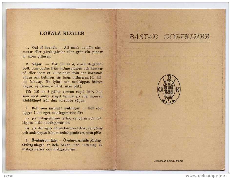 GOLF - BASTAD GOLFFKLUBB SUEDE - CARTON DE POINTS ET REGLES LOCALES - VOIR LES SCANNERS - Sonstige & Ohne Zuordnung